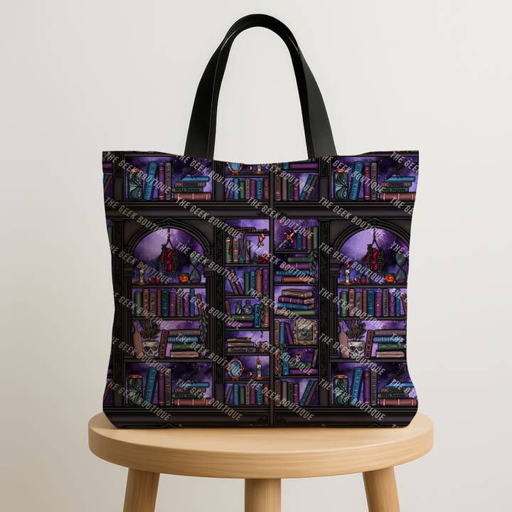 Dark Romance Gothic Bookshelf Reader Large Zipper Tote Bag for wholesale by The Geek Boutique