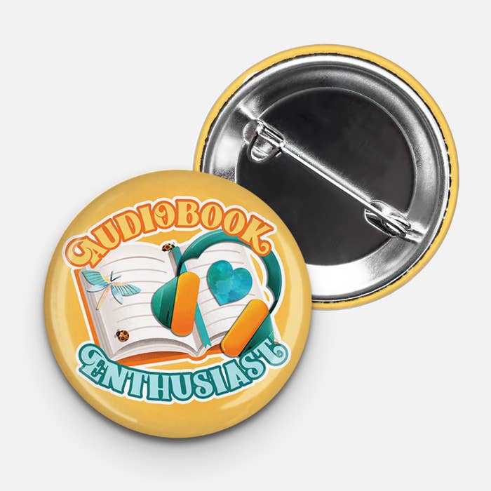 Bouton Pinback Audiobook Enthusiast - Bouton 1,75 pouces Bookshop pour la vente par Aphrodite Bookclub