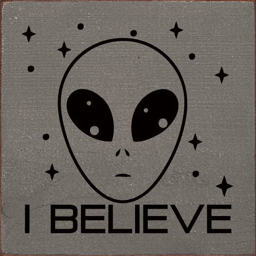 SAWDUST CITY – wholesale Sign – I believe (Alien) Sawdust City Wood Sign