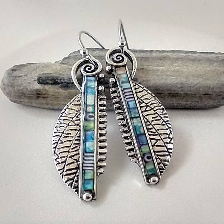 Mid Century Modern Earrings, Blue Earrings for wholesale by Piccadilly Pendants