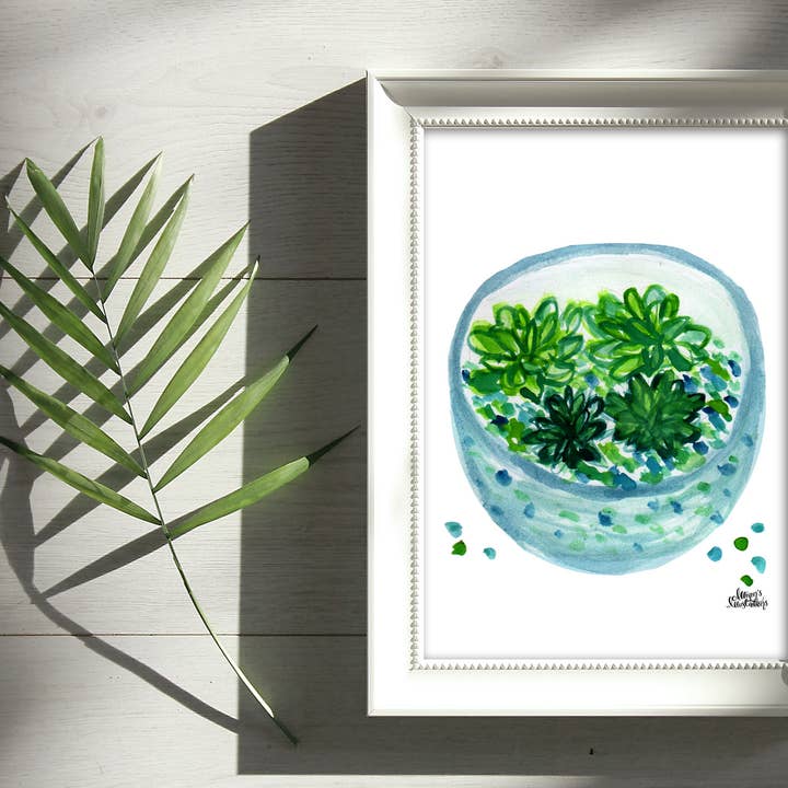 Watercolor Plant Print - Terrarium for wholesale by Allison’s Illustrations