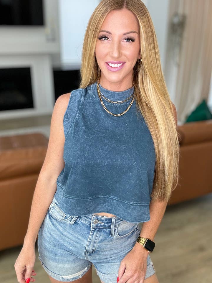 Camisota Perseguindo os Ganhos em Azul Ardósia por atacado de Bella Nova Style Co