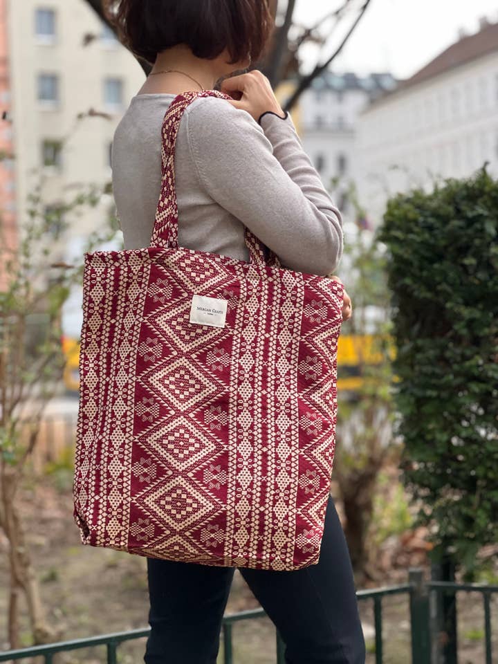 Large Tote Bag, Shopping bag, with long Strap- Ethnic for wholesale by MERGAN CRAFTS - TEXTILE