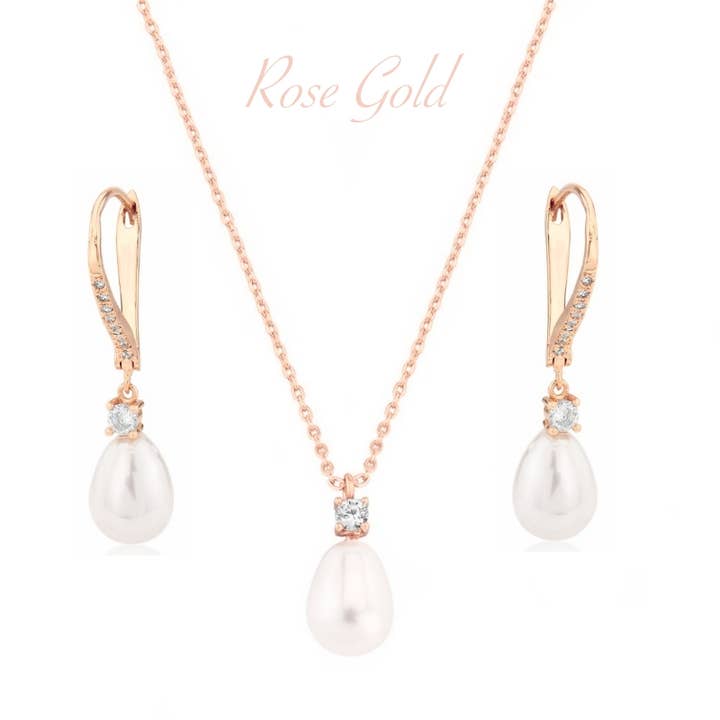 Athena Bridal Jewellery – wholesale Jewellery set – CZ COLLECTION - EXQUISITE FRESHWATER PEARL SET -CZNK219 SILV4