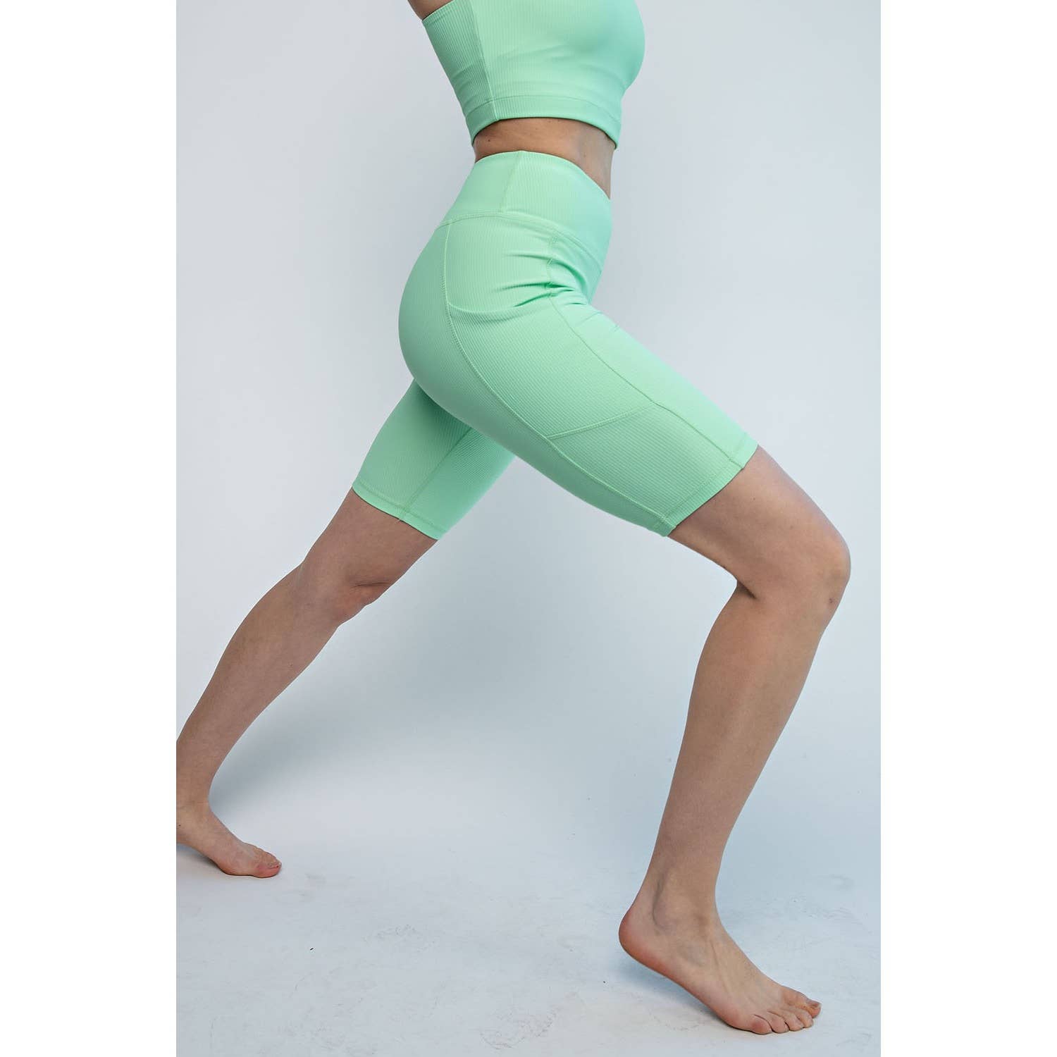 Rae Mode - Wholesale Athletic Shorts - Women's - NYLON RIB BIKER PANTS WITH SIDE POCKETS0