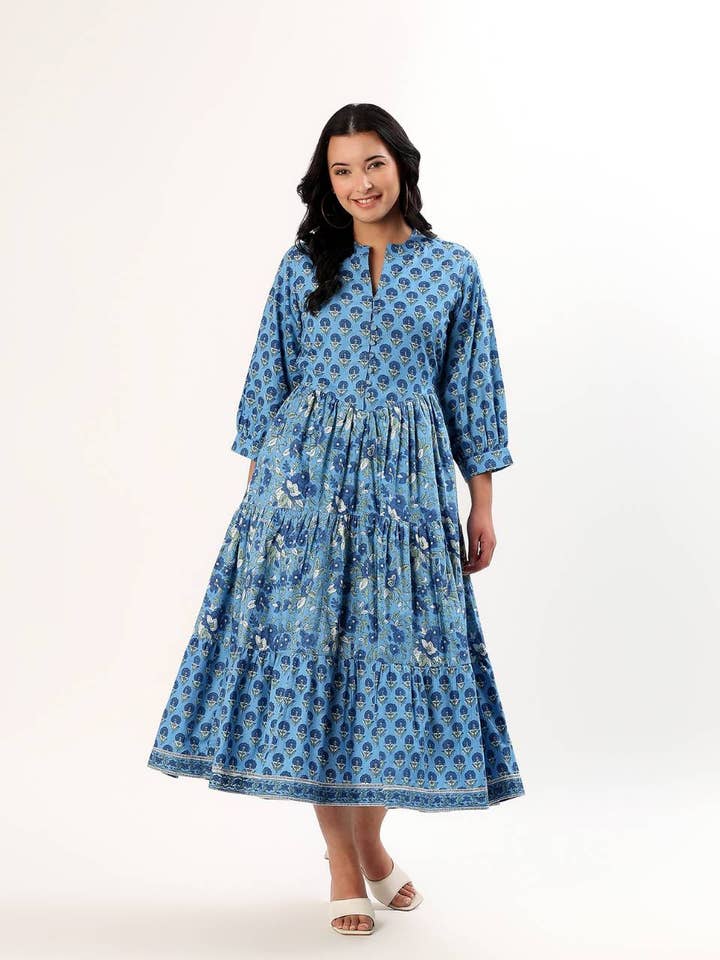 Sahiba Maxi Dress - Ocean for wholesale by Hi Handmade