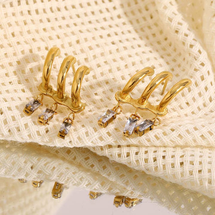 Katinki - Wholesale Dangle Earrings - Triple Hoop Crystal Drop Earrings2