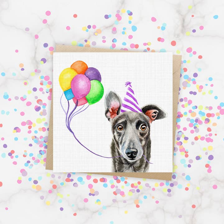 Cloud Jellybean Art - Vendita all'ingrosso Biglietti di auguri - Biglietto di compleanno con Greyhound blu