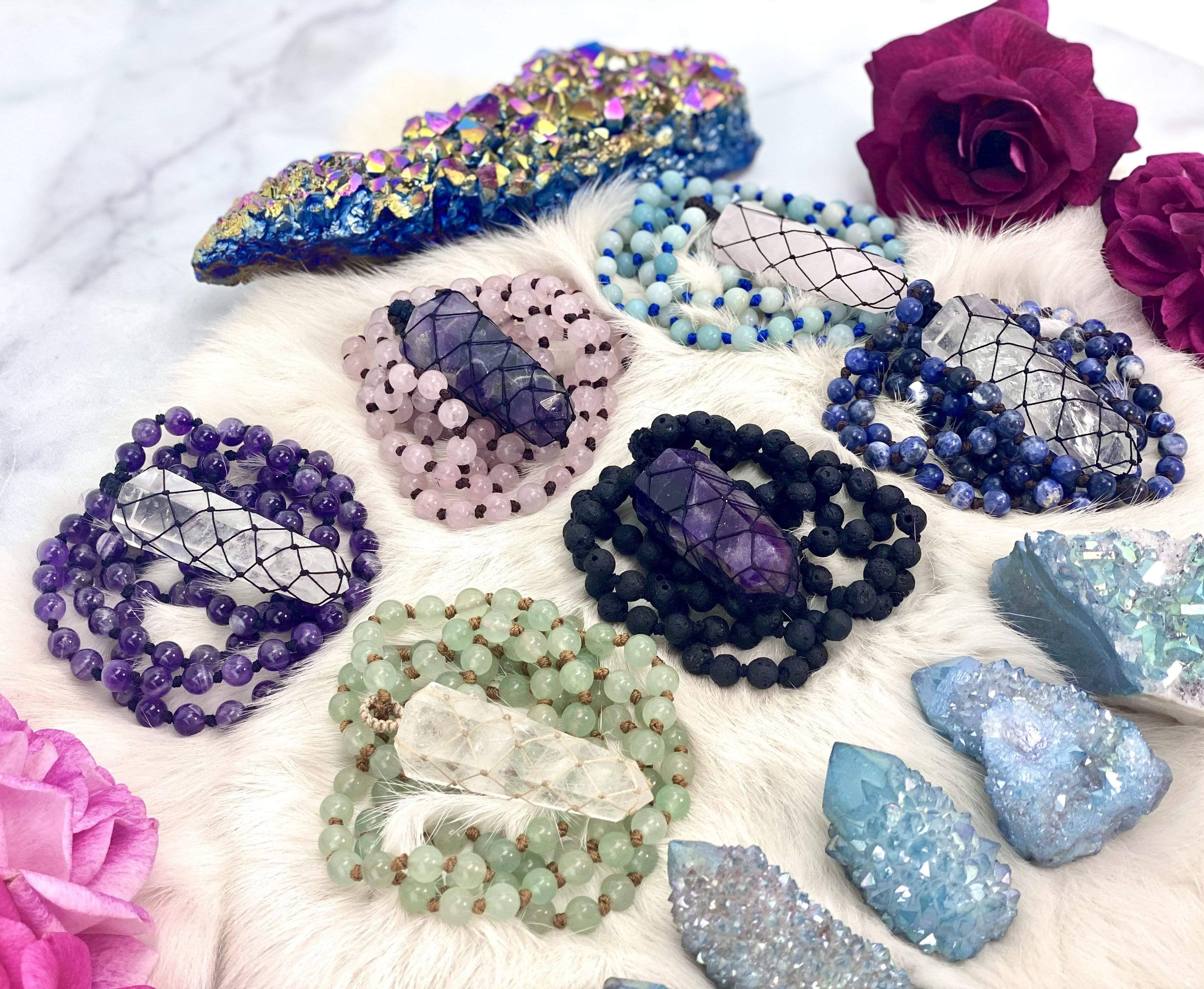 Rock Paradise - Wholesale Pendant/Charm Necklace - Crystal Gemstone Point Pendant On Beaded Mala Necklace3