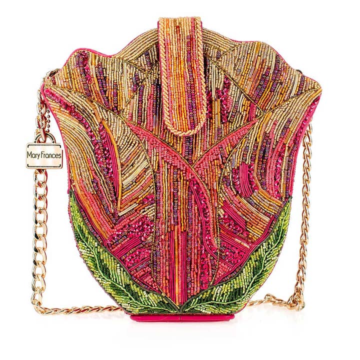 Mary Frances Accessories - Wholesale Shoulder Bag - Women's - Treasured Tulip Beaded Flower Crossbody Shoulder Handbag