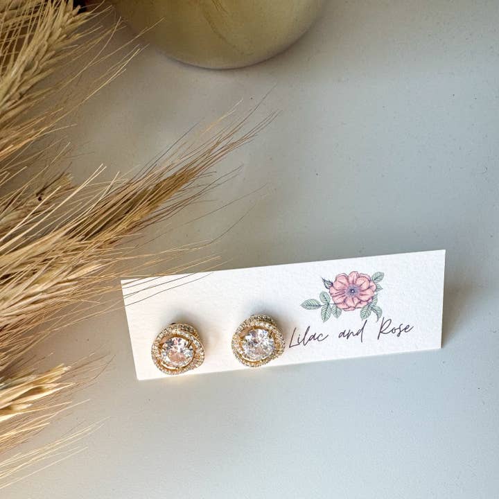 CZ Knot Halo Stud Örhängen för wholesale av Lilac and Rose