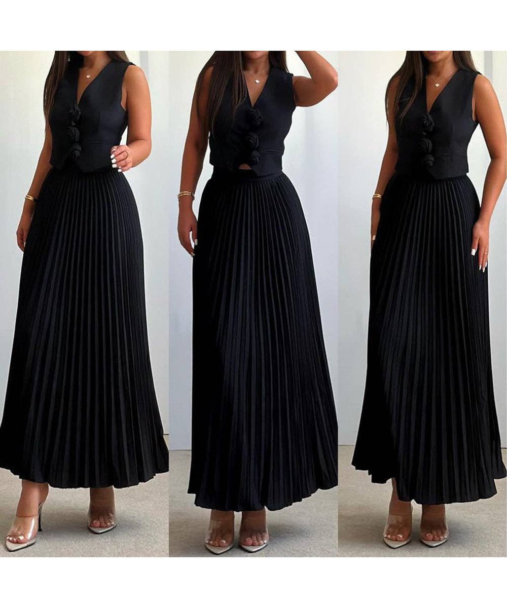 Aria Romance – Großhandel Set aus Oberteil und Rock – Damen – Zweiteiliges Set mit plissierten Ärmeln und Lagenlook16