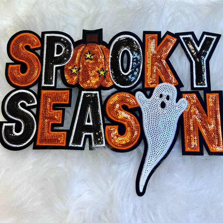 sequinandstiches - Wholesale Patch - Sequin Spooky Season Patch, Sequin Patch, Spooky Patch, Iron on Patch, Ghost Patch, Halloween Patch, Fall Patches, DIY Patch