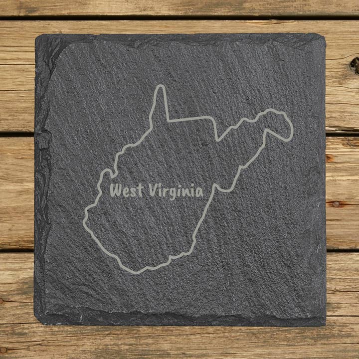 Dessous de verre en ardoise de Virginie-Occidentale - 16 modèles, 4" Carré/Rond pour la vente par Beach, Cats & Wine