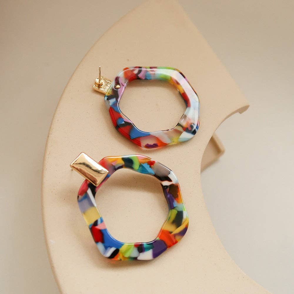 Dipped Shop – Engroshandel Hoops – Farverige acetat geometriske dråbe hoop øreringe DP25E7340