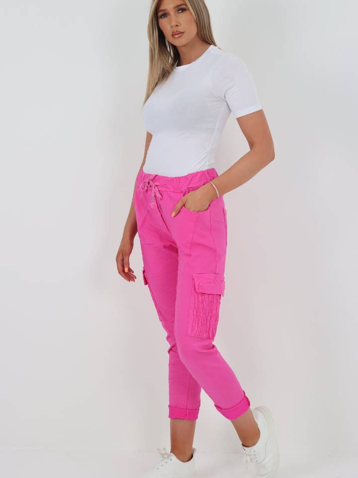 Miss Bold - Wholesale Pants - Women's - Italian Shirred Pockets Cargo Trousers