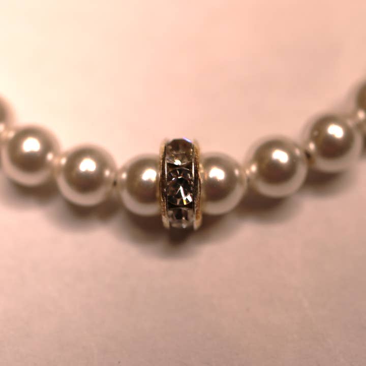 Pearls w/ Rondel Clear, Child Bracelet (My First Pearls) for wholesale by Zsa Zsa & LoLLi Monogram Blanks