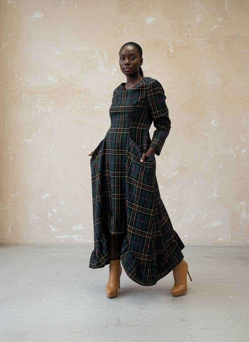 Groen Geruite Winterjurk Casablanca voor groothandel op Faire6