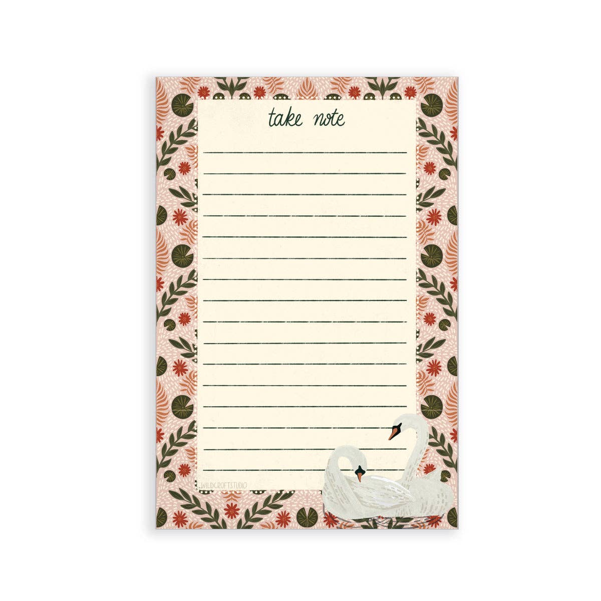 Wild Croft Studio - Wholesale Notepad - Sweet Swans Notepad