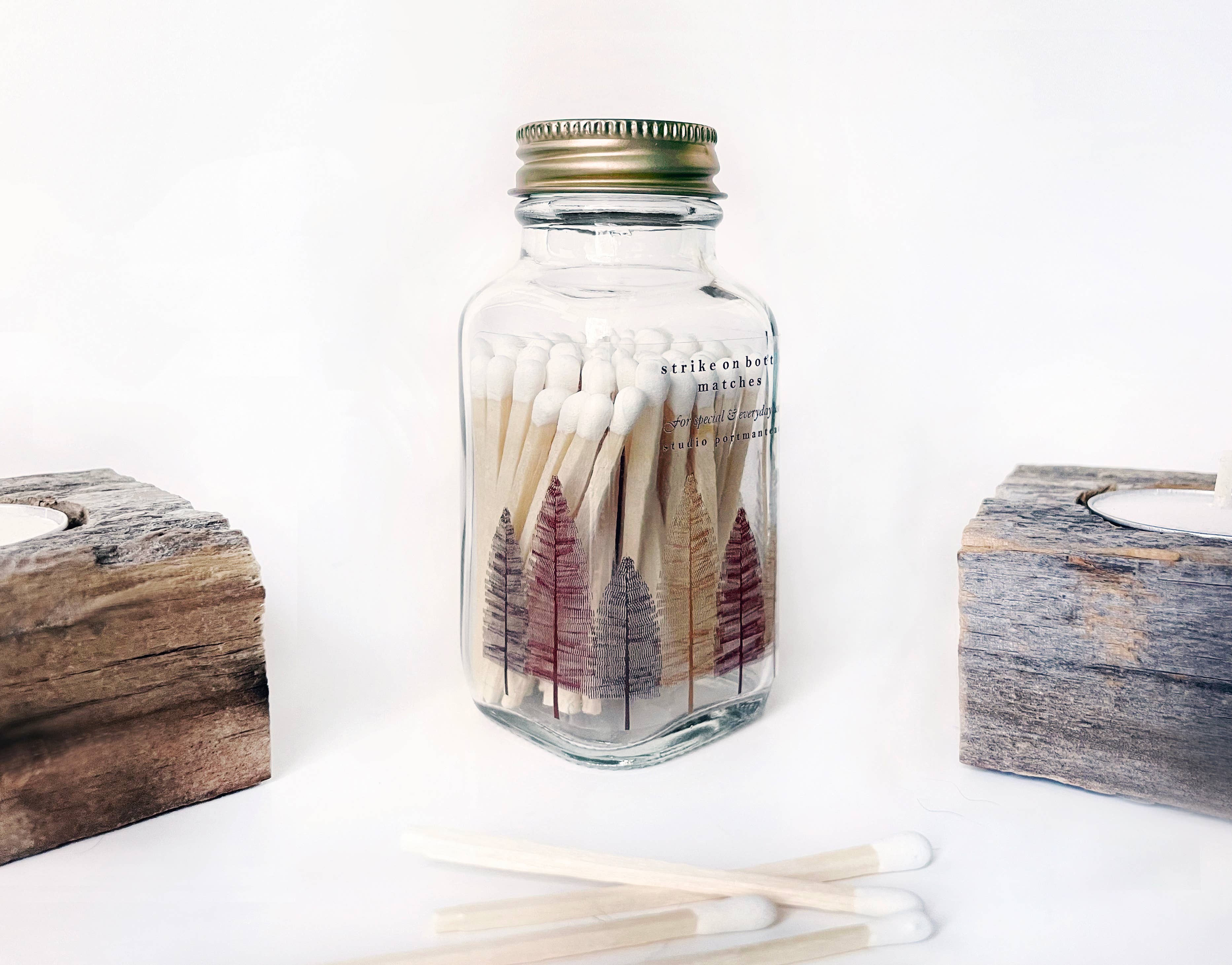 Studio Portmanteau - Wholesale Matches - Variety Pack of Noble Fir Trees 2" White Match Jars7