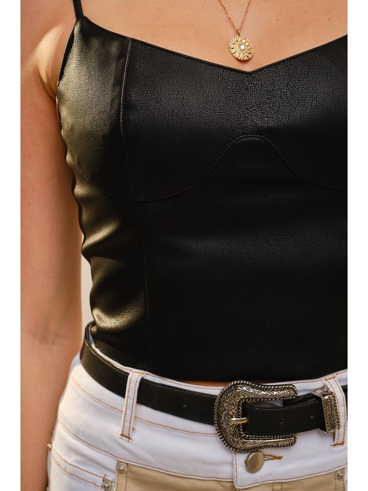 Blue B - Wholesale Tank Top - Women's - 52133T - Faux Leather Cropped Cami Top14