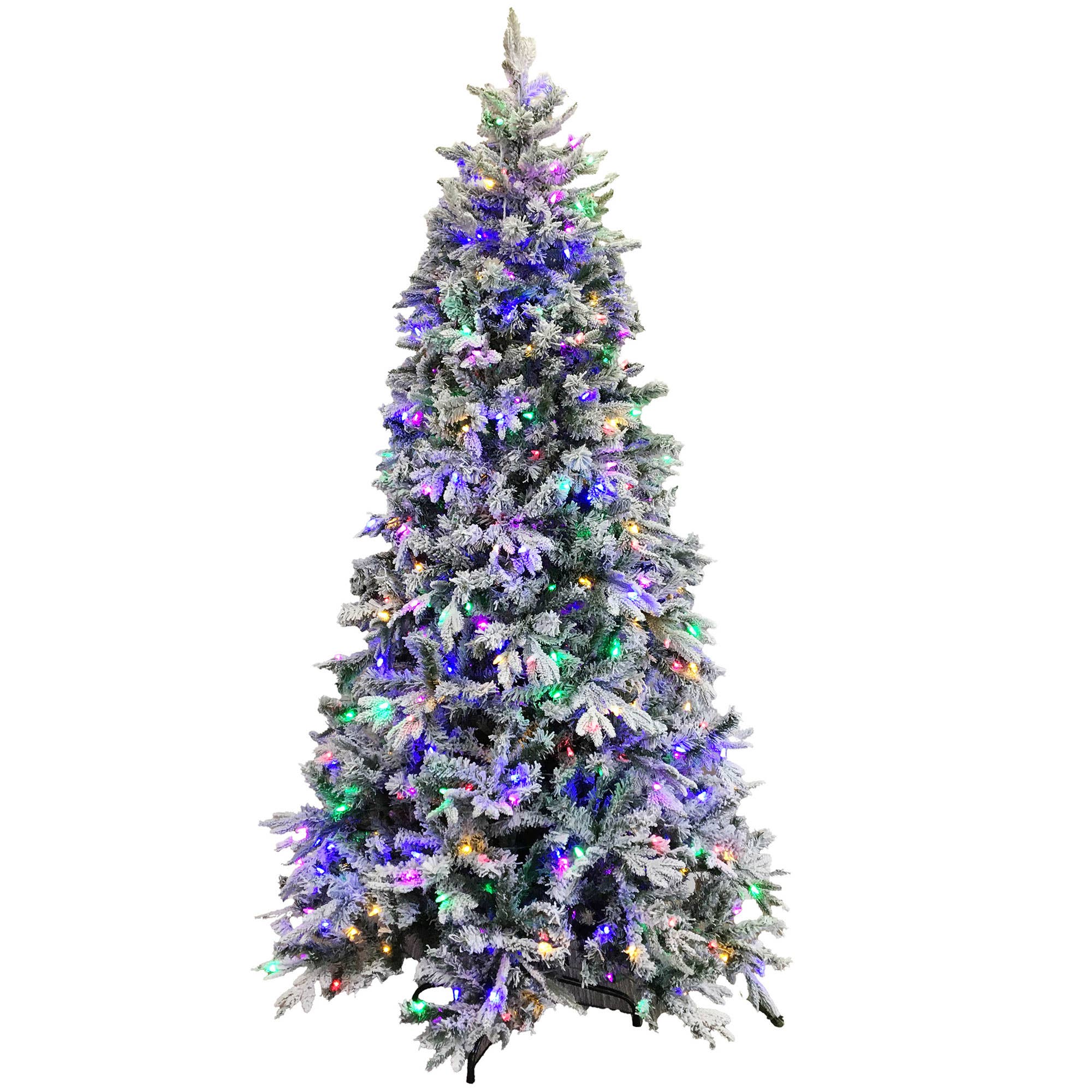 Santa’s Workshop Inc. - Wholesale Artificial Christmas Tree - 7.5' Prelit Green Flocked Tree, 2444 Tips2