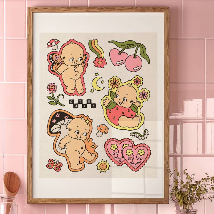 HH Creative Studio – Großhandel Kunstdruck – Kewpie Baby Tattoo Kunstdruck im Flash-Stil, 11 x 142