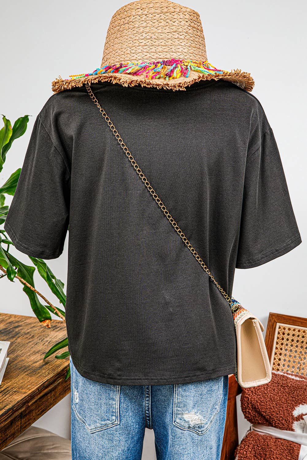 As shown Vintage Western Bull Head Skull Turquoise Graphic T Shirt for wholesale on Faire3