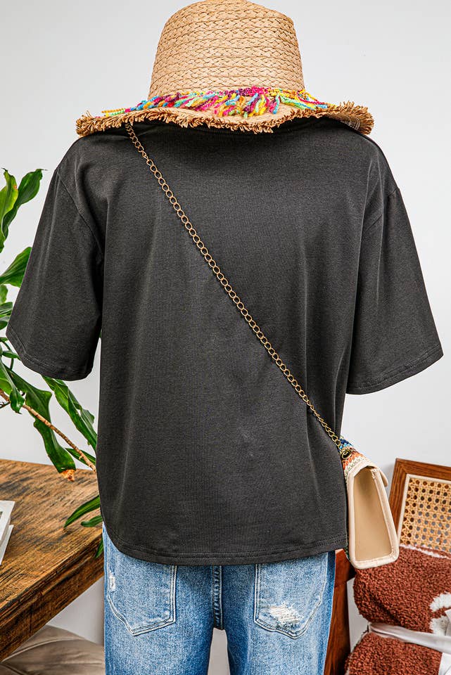 As shown Vintage Western Bull Head Skull Turquoise Graphic T Shirt for wholesale on Faire3