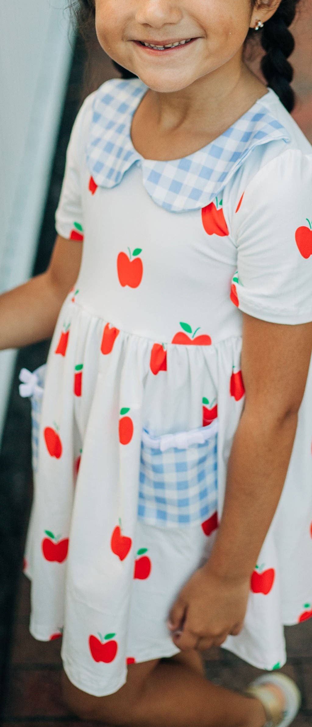 Sugar Bee Clothing - Wholesale Dress - Kids - Back to School Outfit - Red Apples Twirl Dress4