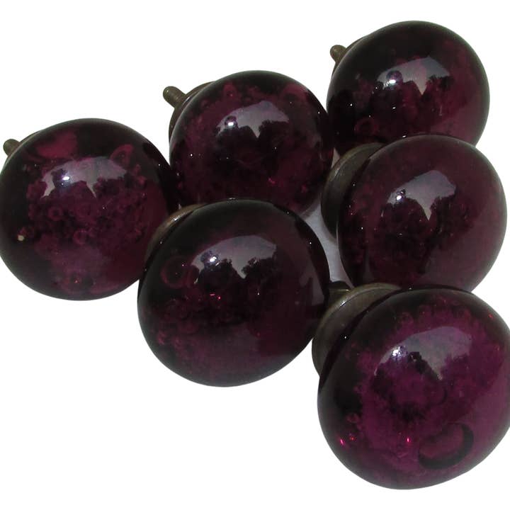 Plutus imports - Vendita all'ingrosso Manopola/pomello - Pomello e maniglia per cassetto Sea Glass, in vetro colorato Orb Kn