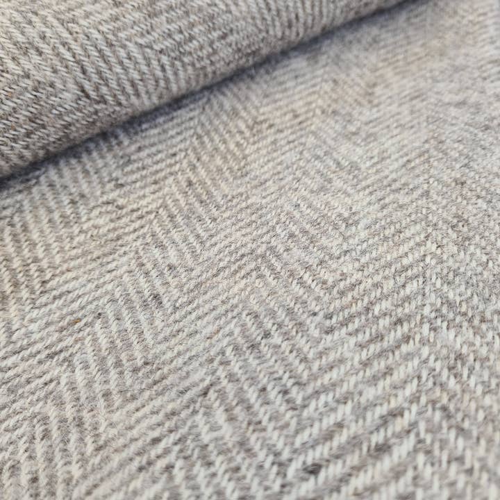 Adam Curtis Online - Wholesale Throw Blanket - Muckle Flugga Real Shetland Wool Throw - Grey Herringbone2