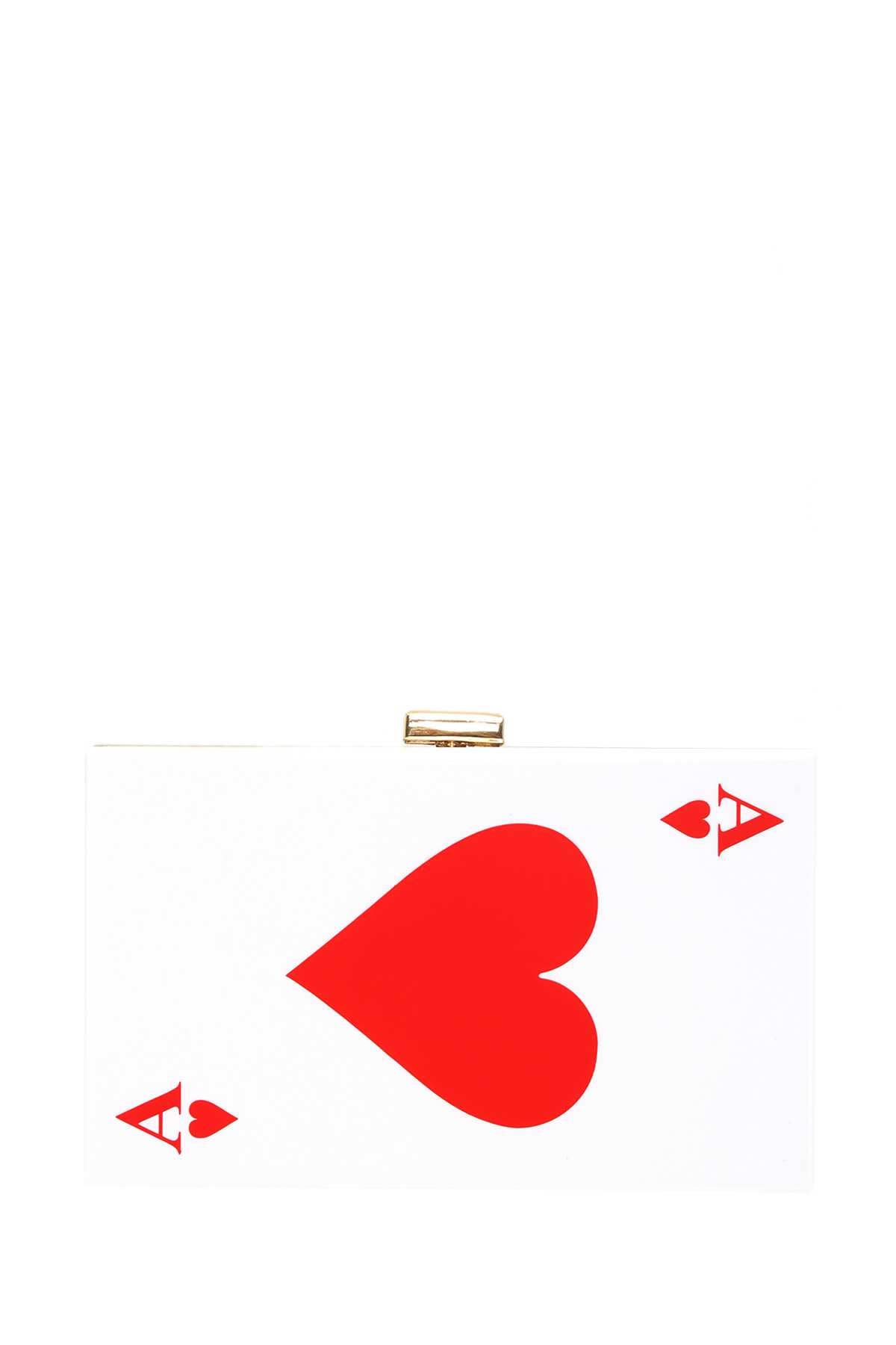 White Ace Heart Card Clutch Evening Bag 2155 for wholesale on Faire4