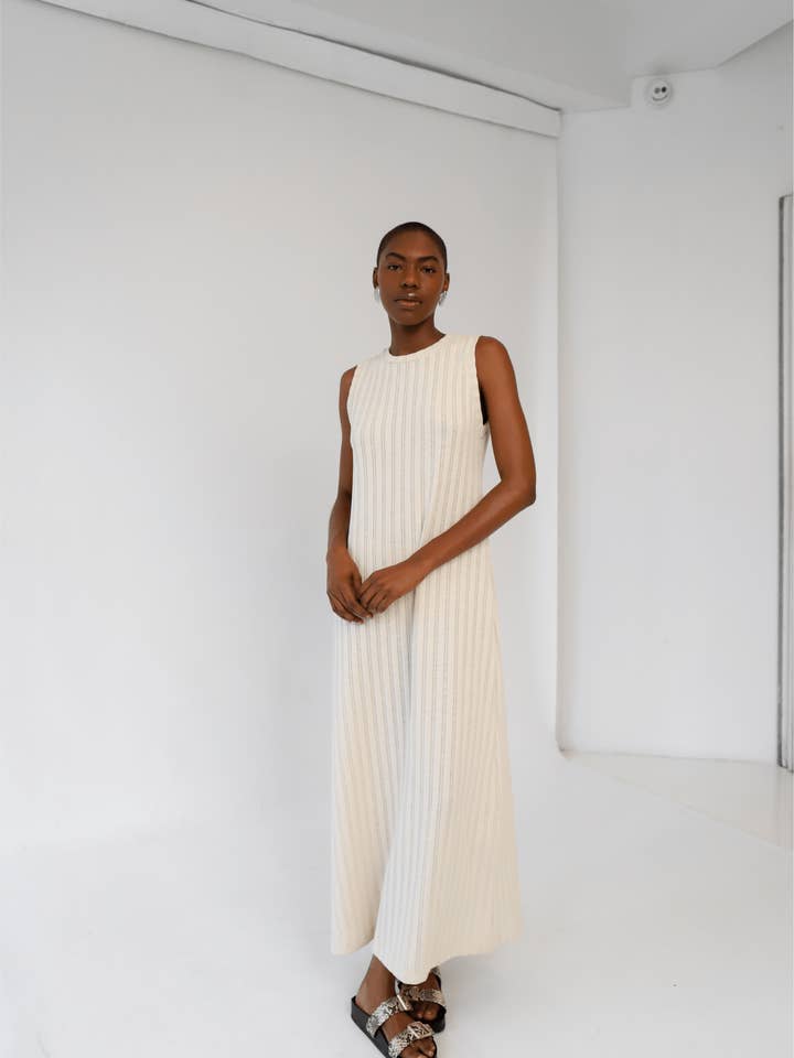 Beige Nora Dress for wholesale by Knyt Studios