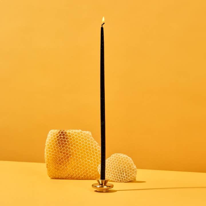 54 Celsius - Wholesale Tapered Candle/Candlestick - Thin 100% Pure Beeswax Candles (7 Pack) - 12" Tall, Black