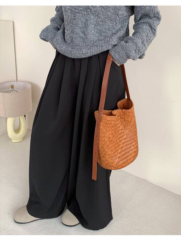 Sook Stainable - Vendita all'ingrosso Tracolla - Donna - Borsa a tracolla intrecciata a secchiello in pelle8