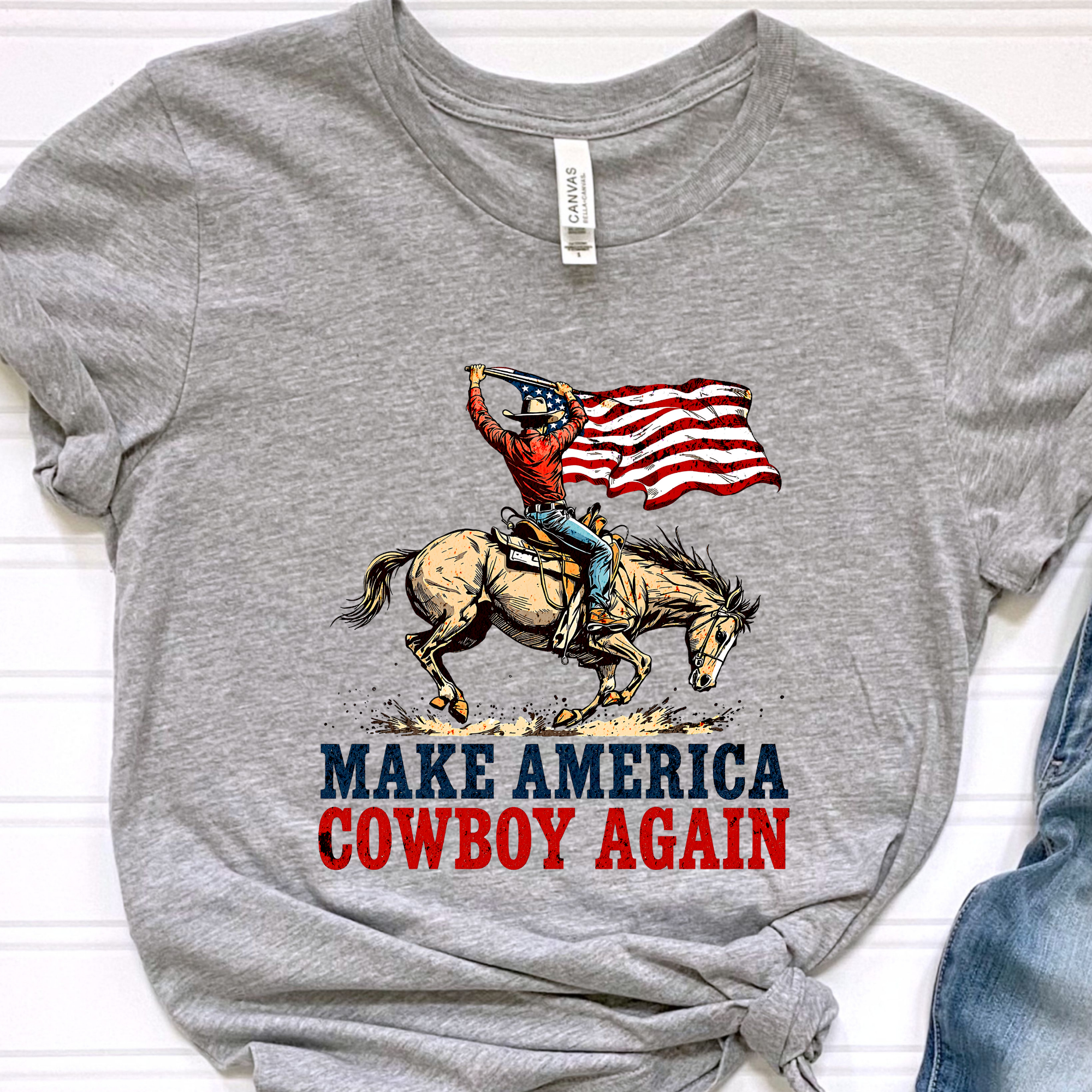Dixie Grace Mercantile - Wholesale Screen Printed T-Shirt - Women's - Cowboy Again Graphic Tee1