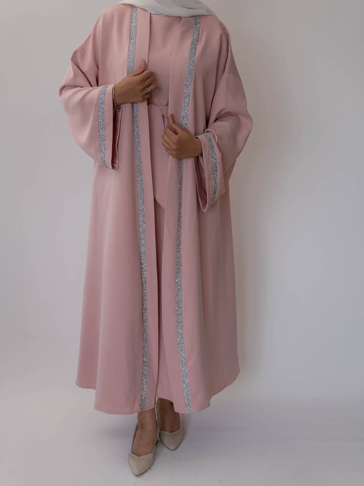 SAIS Fashion - Wholesale Kaftan - Women's - Elegant 2-Piece Glitter Abaya with Belt
