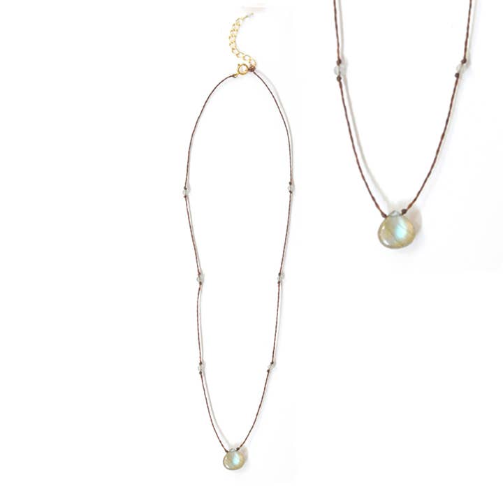 Simple Stone + Thread Necklace for wholesale by The Didi Jewelry Project