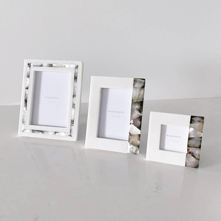 Anaya Home - Wholesale Picture Frame - Grey Mother of Pearl White Marble Picture Frames
