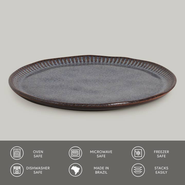 Porto Brasil - Wholesale Dinner Plate - Linhas Bio Stoneware Titanium Dinner Plate, 10.8"2