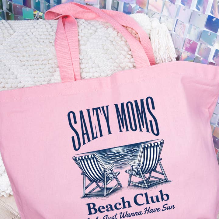 Wholesale Accessory Market - Wholesale Tote Bag - Women's - Salty Moms Beach Club Canvas Jumbo Tote
