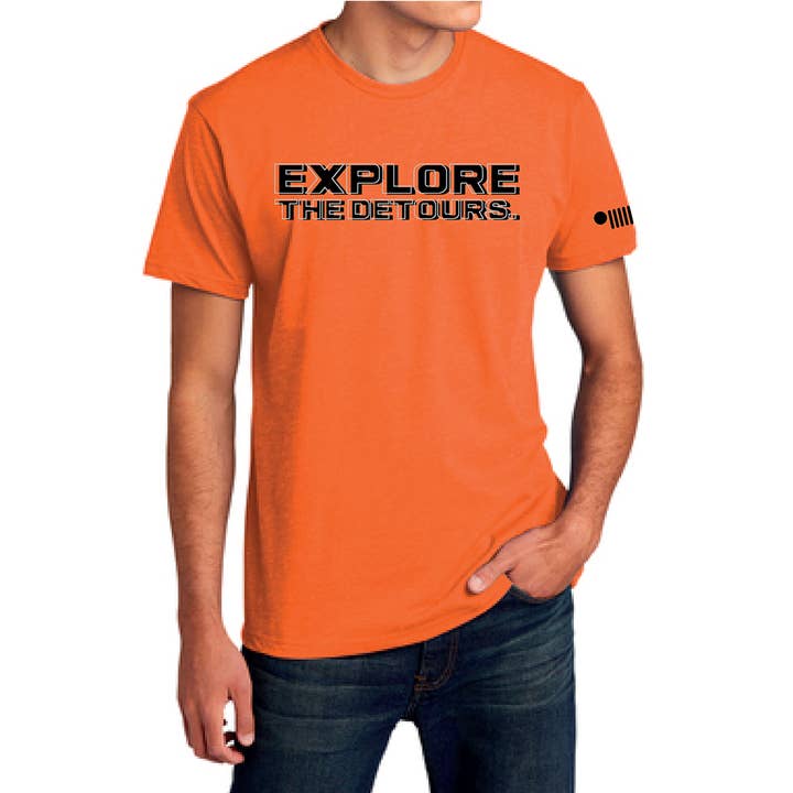 Herre Jeep® Udforsk omveje T-Shirt - Orange for engroshandel hos Detroit Shirt Co.