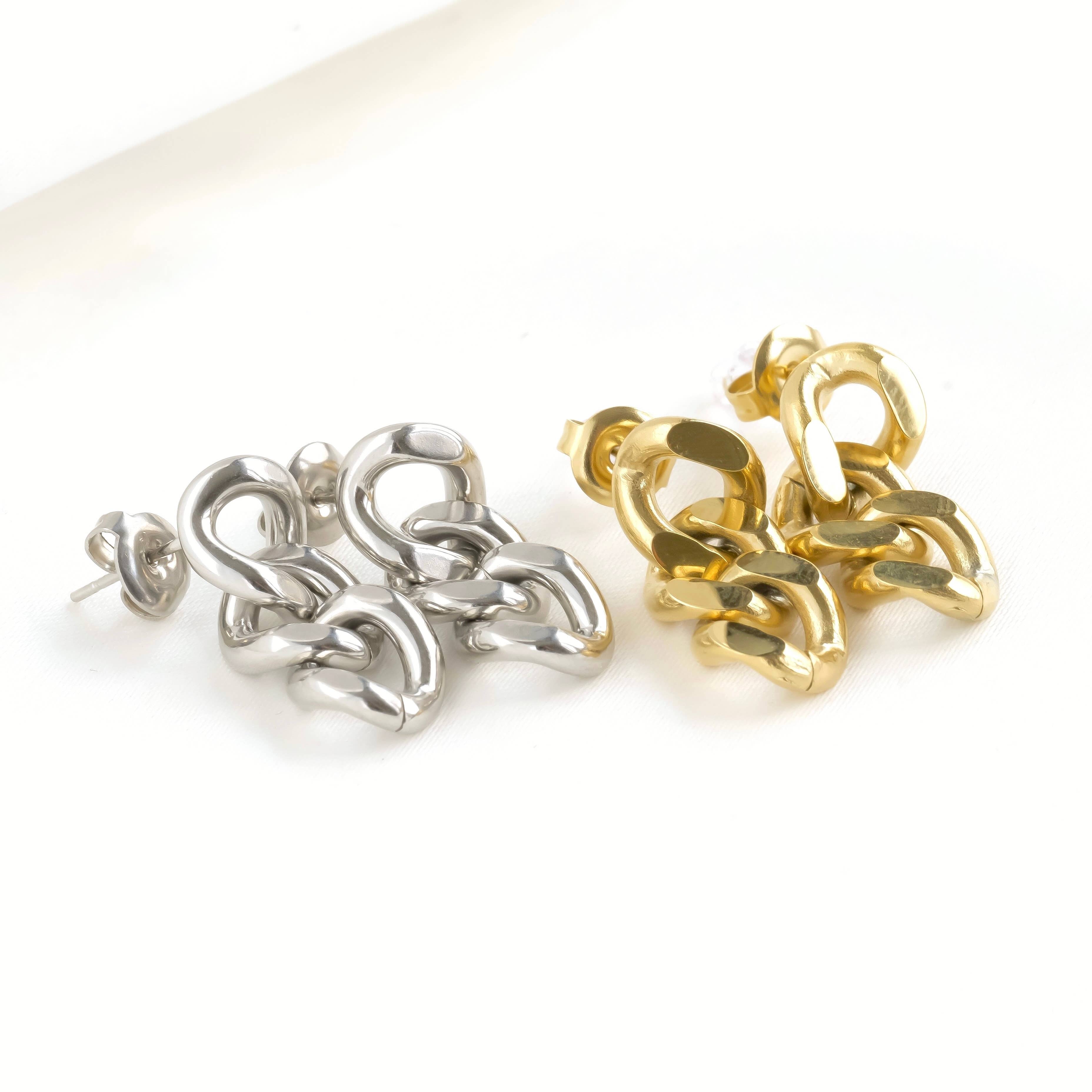 Blueyejewelry - Wholesale Hangende/ronde oorbellen - Curb Link-oorbellen - Waterdichte Cubaanse kettingoorbellen4