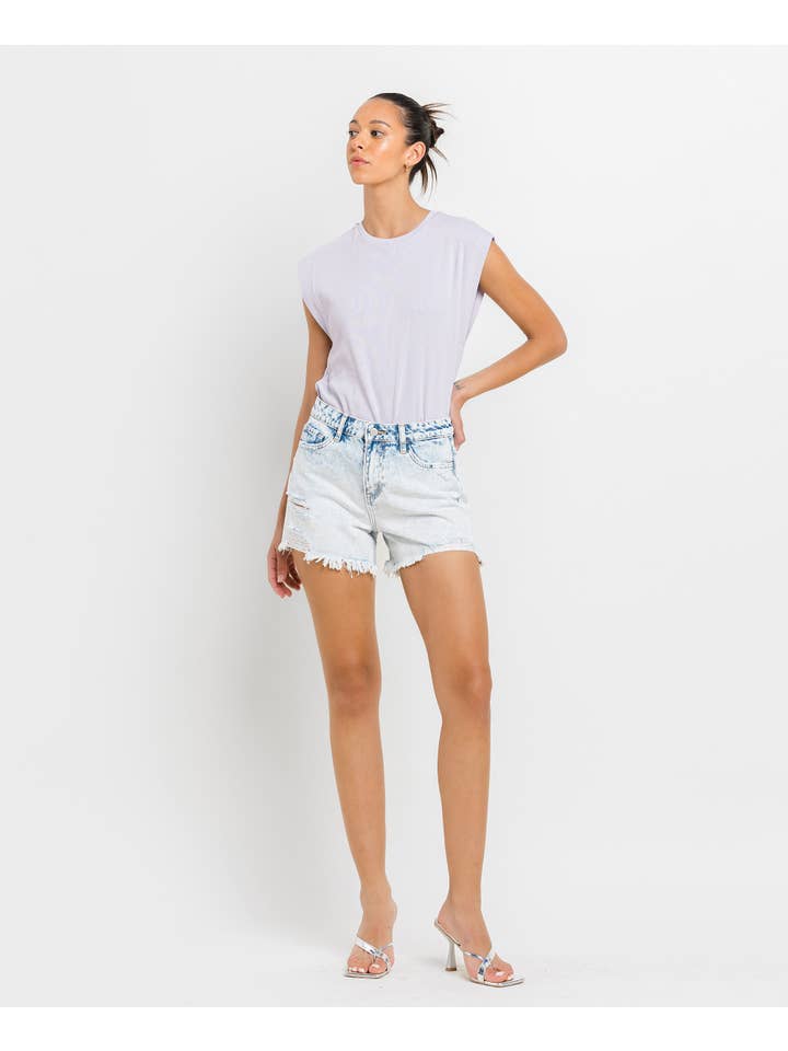 MIRACULOUS HIGH RISE DISTRESSED SHORTS V2810 for wholesale on Faire