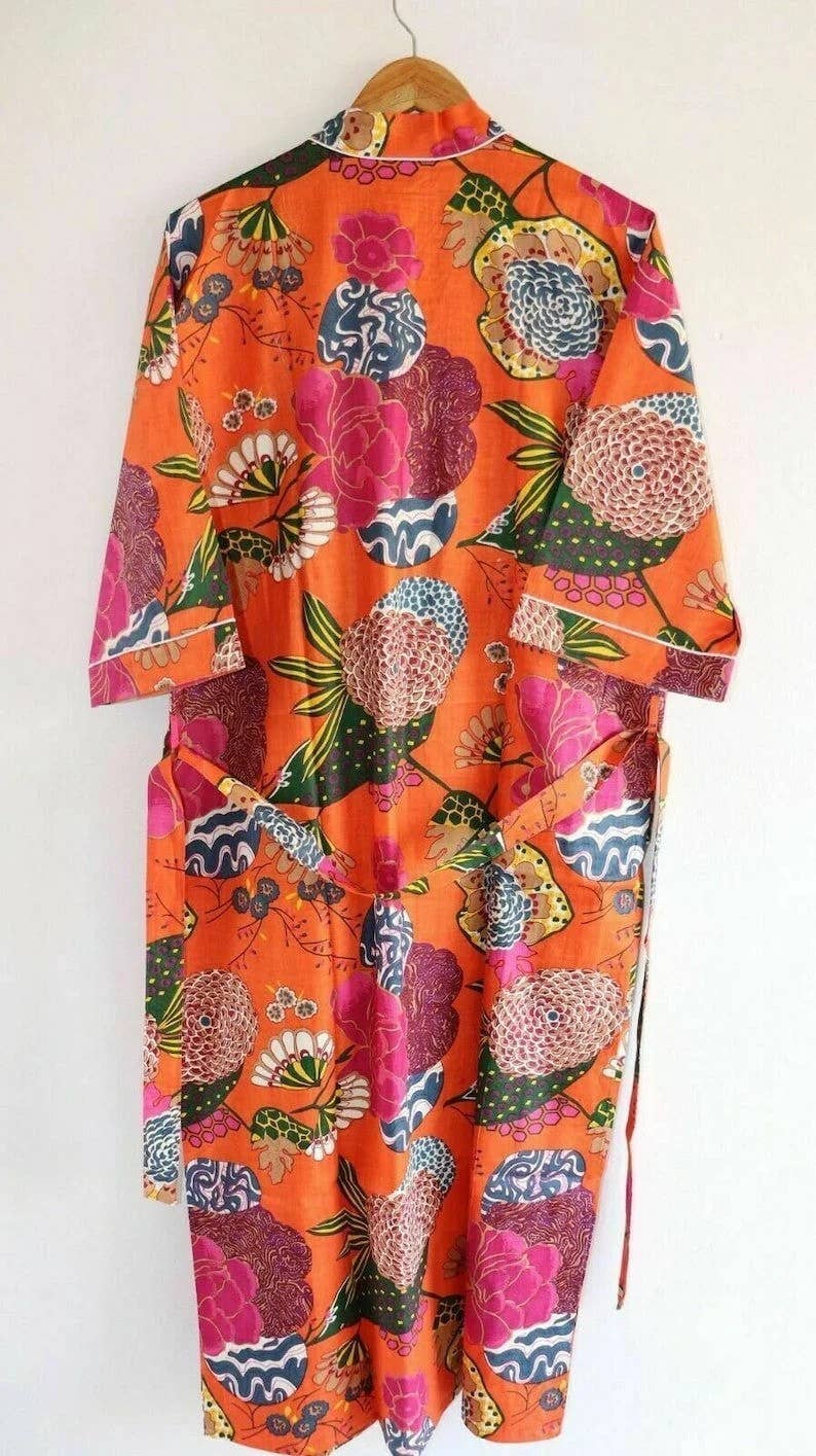bhavnas boutique - Wholesale Robe - Women's - Handmade Indian Cotton Beach Lounge Kimono Robe2
