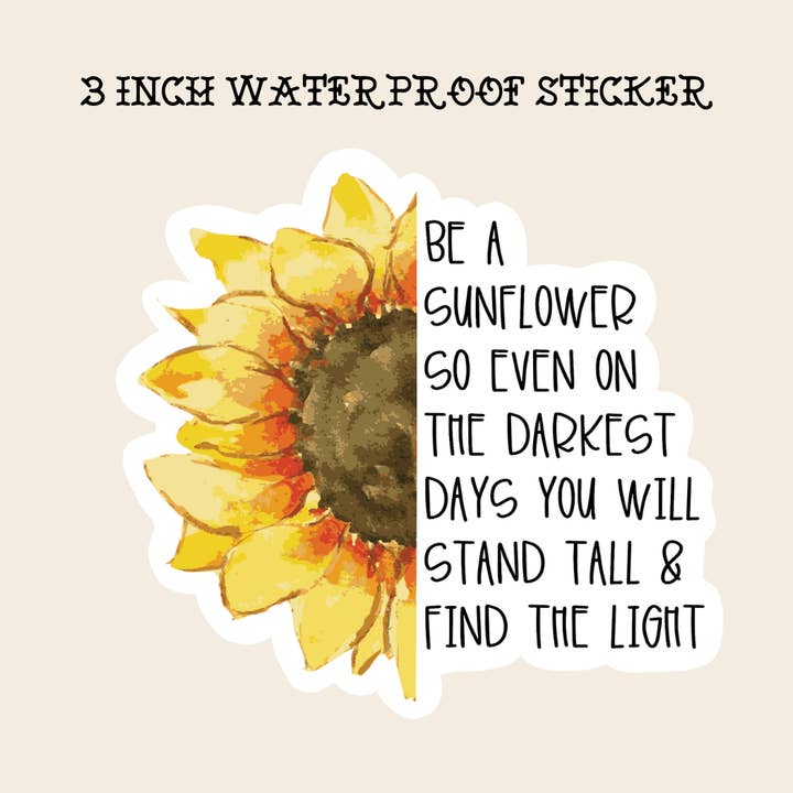 Vær en solsikkeklistermærke, gartnergave, mental sundhed læsning for engroshandel hos Rebel Roses