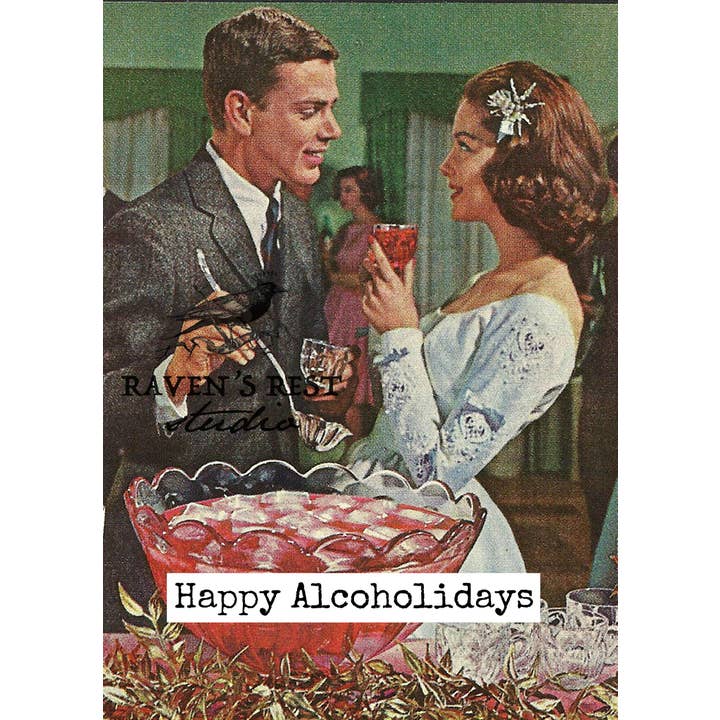 Feliz Alcoholidays. Cartão de Natal. por atacado de Raven's Rest Studio