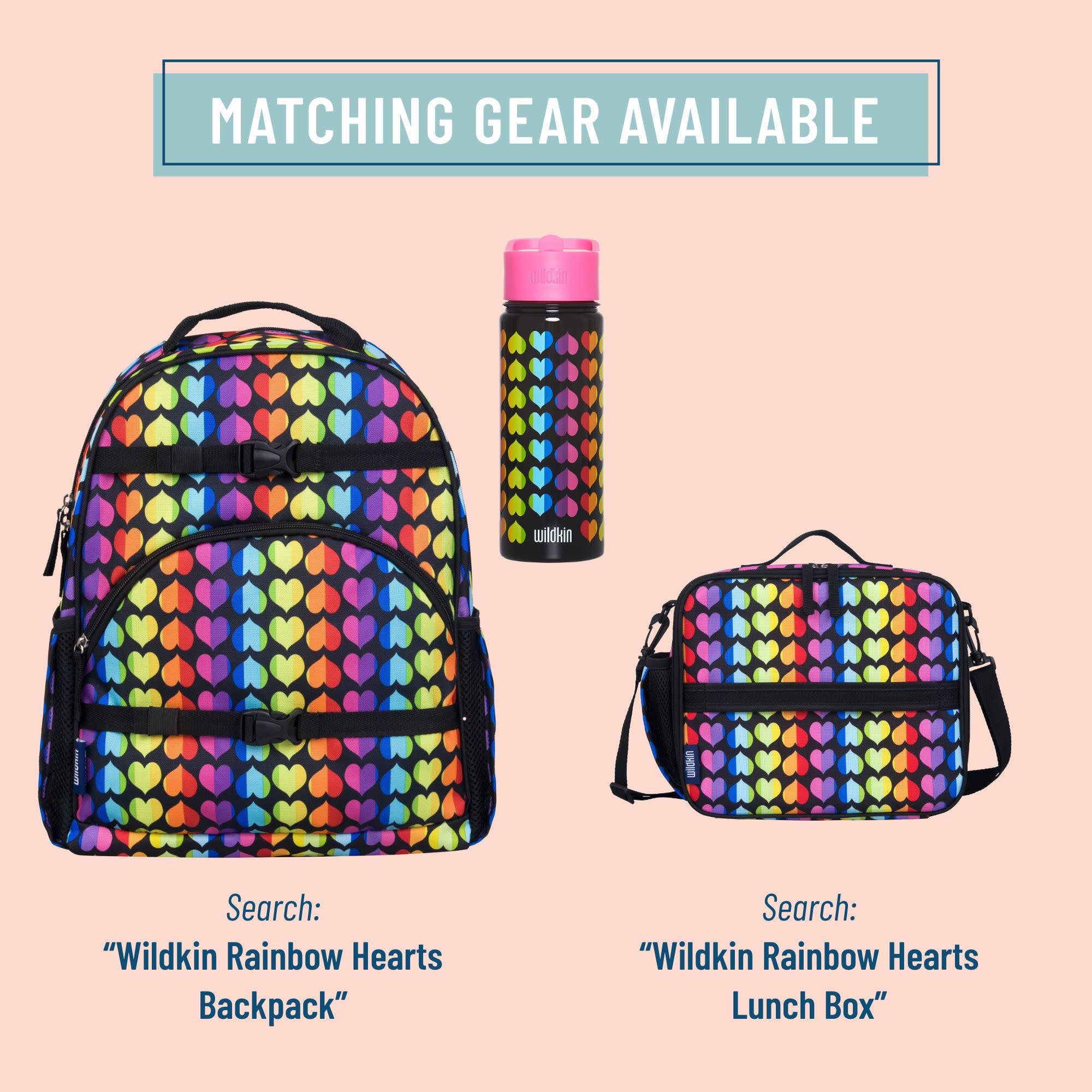 Wildkin - Wholesale Water Bottle - Rainbow Hearts 18 oz Steel Water Bottle2