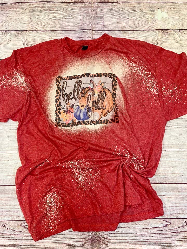 Hello Fall Bleach Tee | Bleach Shirt voor wholesale door Cute As A Rustic Button